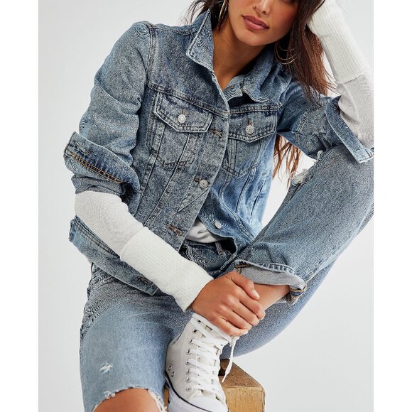 FREE PEOPLE Rumors Denim Jacket / Light Indigo - Picture 1 of 5